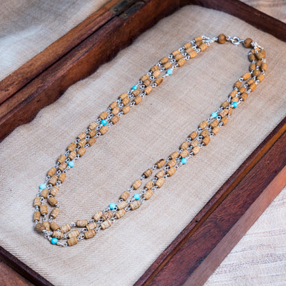 Radhe Radhe Kanti - Silver Tulsi Mala - Gentle Turquoise