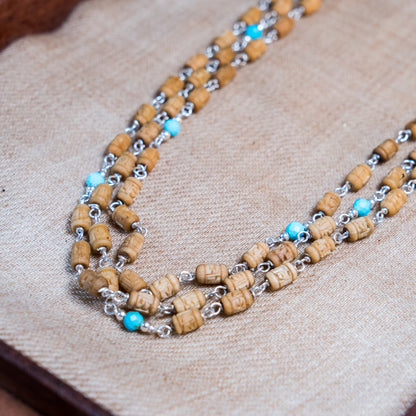 Radhe Radhe Kanti - Silver Tulsi Mala - Gentle Turquoise