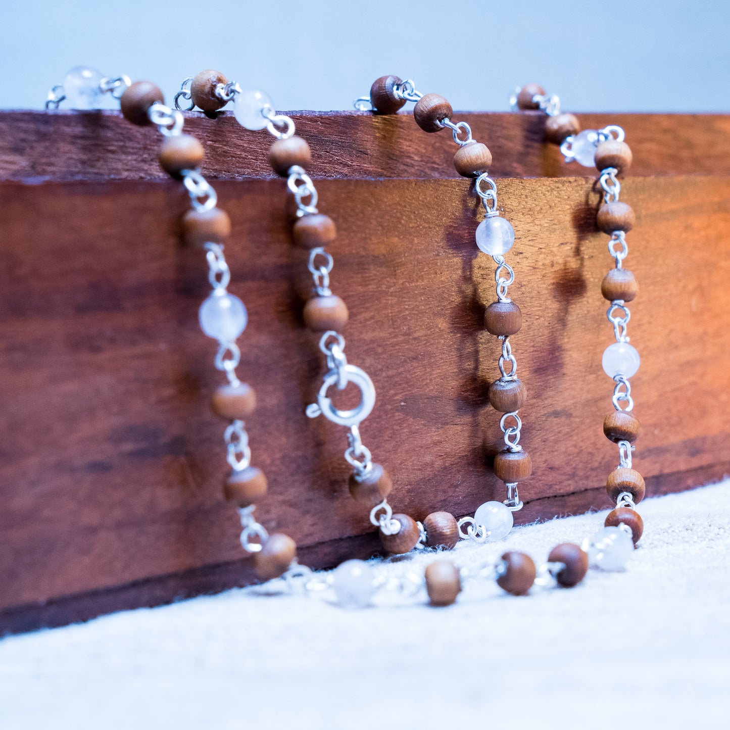 Eka Kanti Rose Quartz - Silver Tulsi Mala