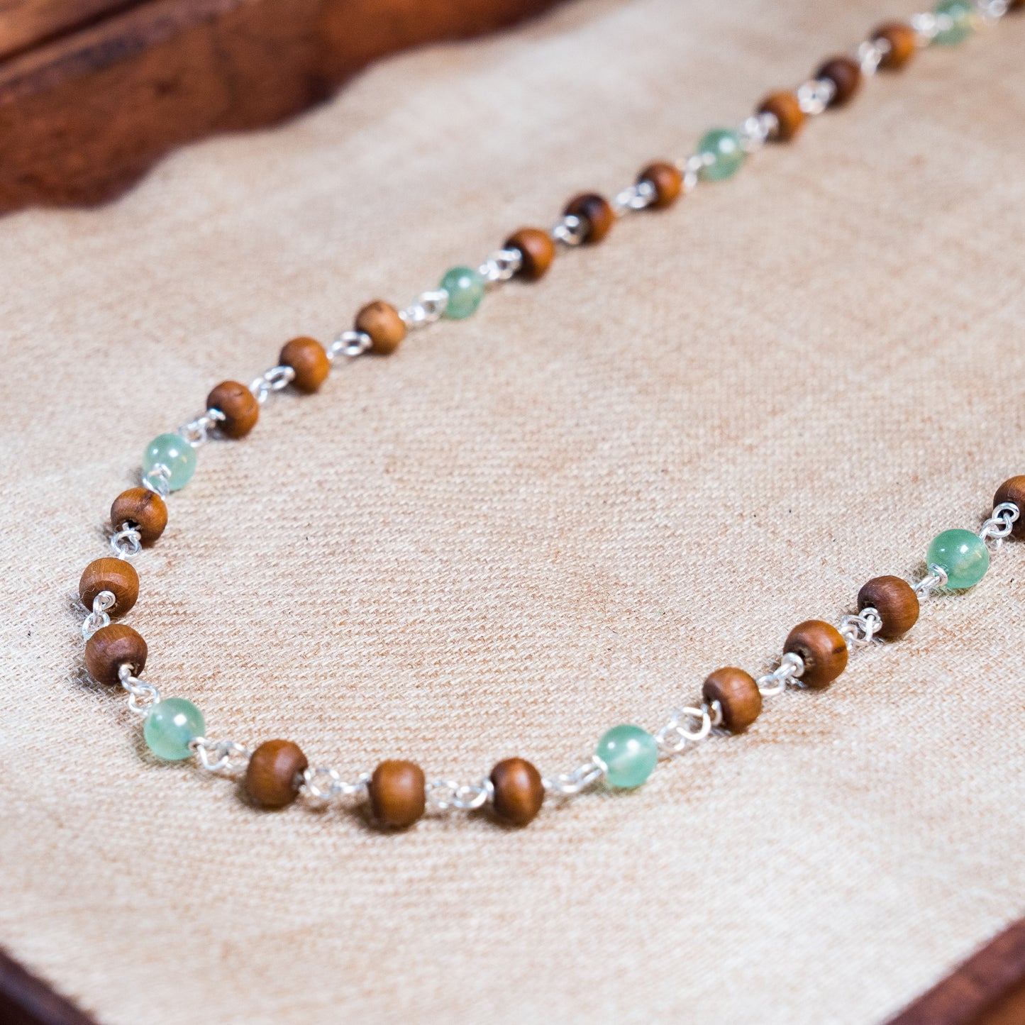 Eka Kanti Green Aventurine - Silver Tulsi Mala