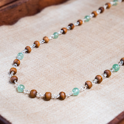 Eka Kanti Green Aventurine - Silver Tulsi Mala