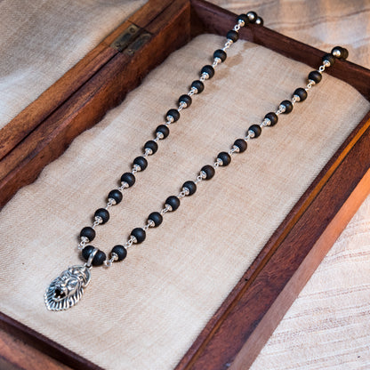 Maha Simha Silver Tulsi Mala - Protector of Bhakti