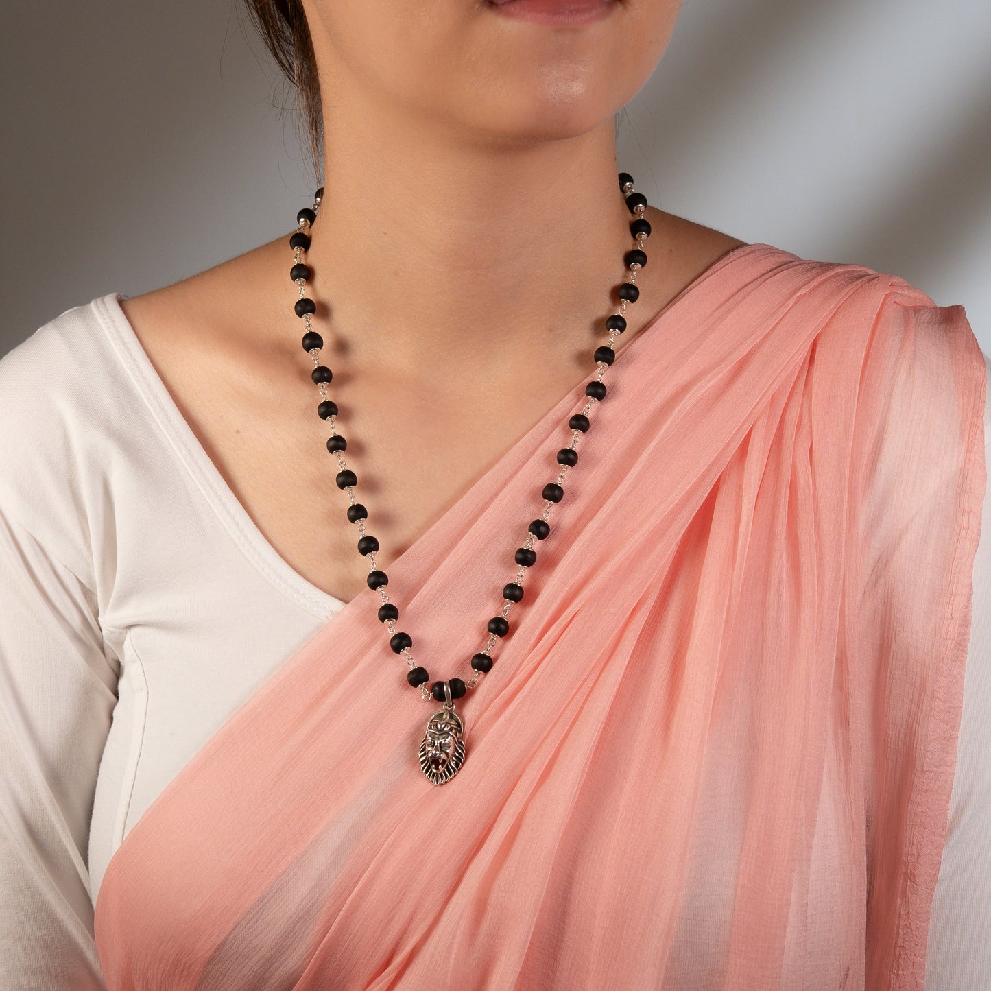 Maha Simha Silver Tulsi Mala - Protector of Bhakti