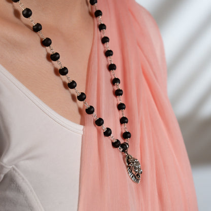 Maha Simha Silver Tulsi Mala - Protector of Bhakti