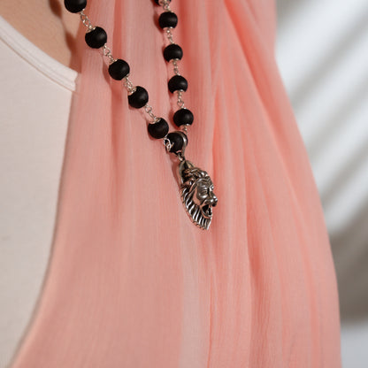 Maha Simha Silver Tulsi Mala - Protector of Bhakti