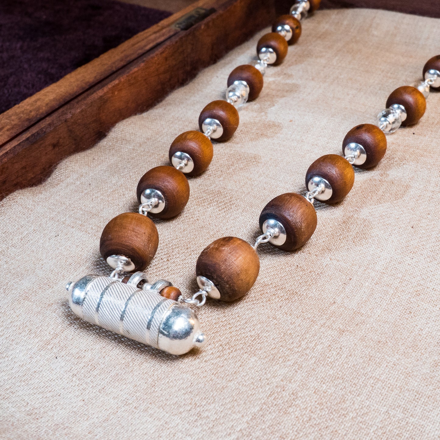 Gautama Silver Tulsi Mala with Narasimha Kavacha