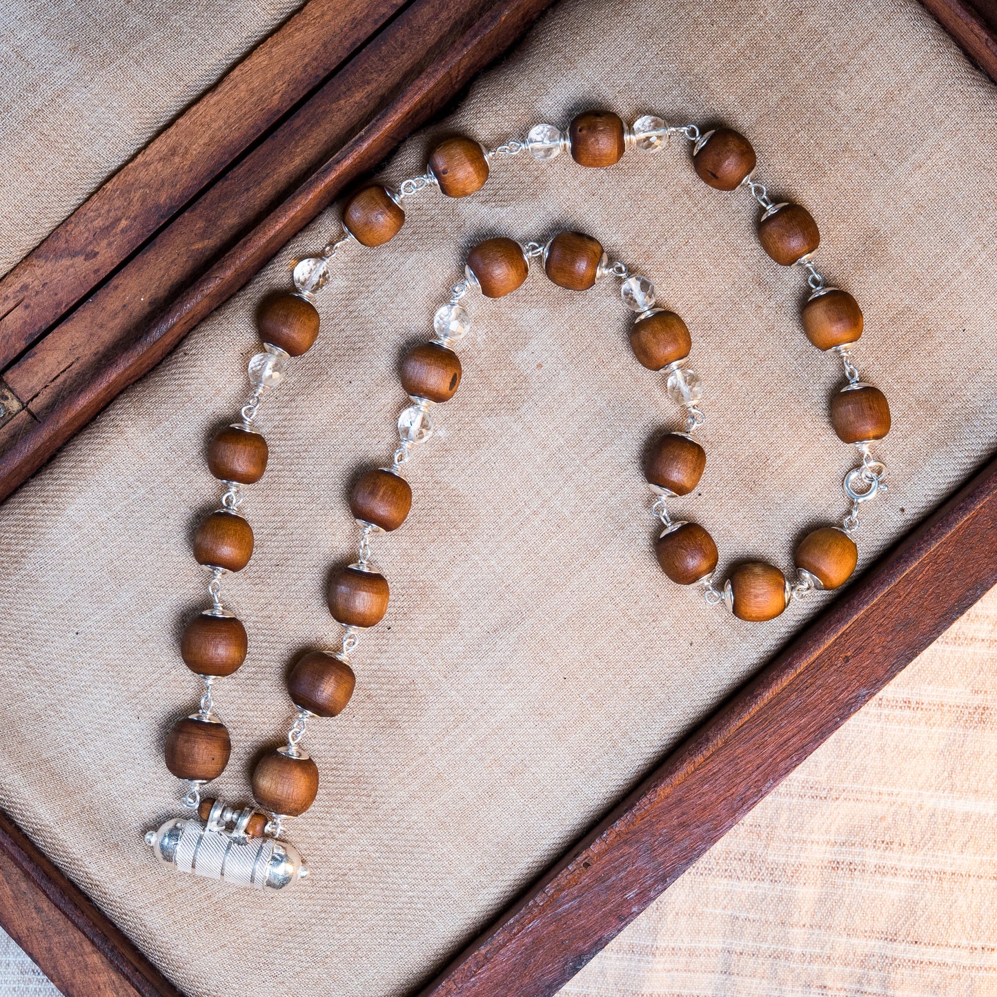 Gautama Silver Tulsi Mala with Narasimha Kavacha