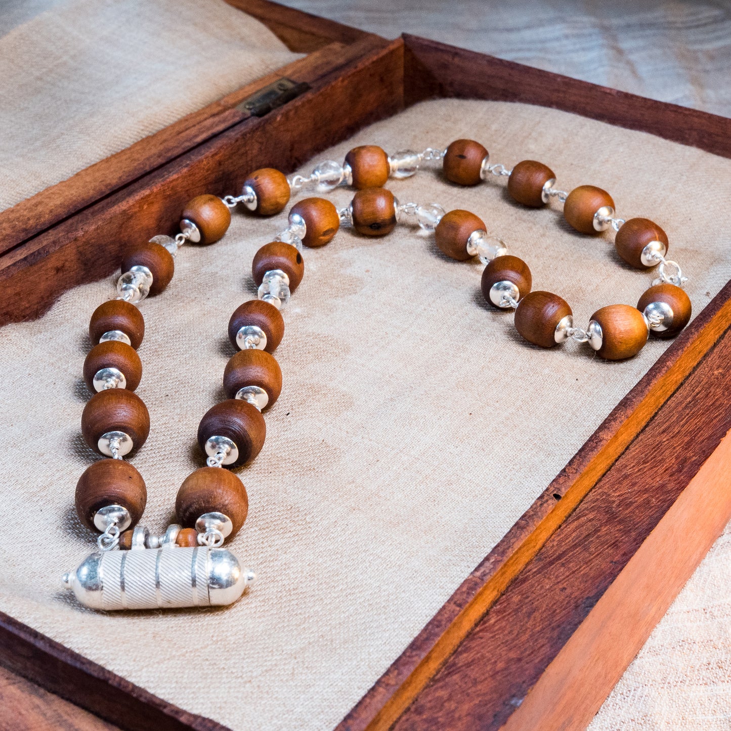 Gautama Silver Tulsi Mala with Narasimha Kavacha