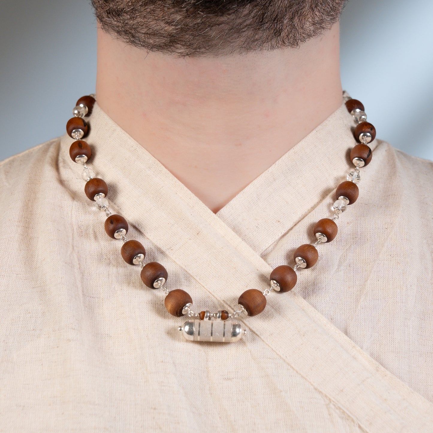 Gautama Silver Tulsi Mala with Narasimha Kavacha