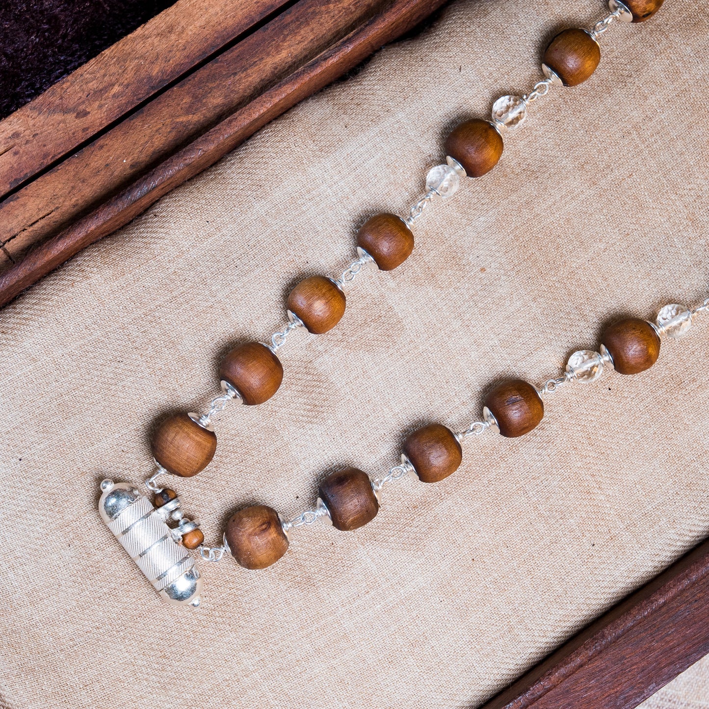 Gautama Silver Tulsi Mala with Narasimha Kavacha