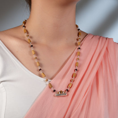 Janaki Silver Tulsi Mala - Garnet for Creativity and Courage
