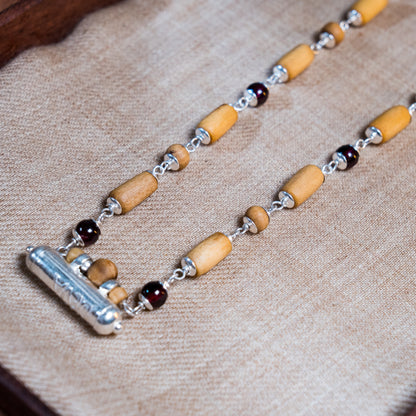 Janaki Silver Tulsi Mala - Garnet for Creativity and Courage