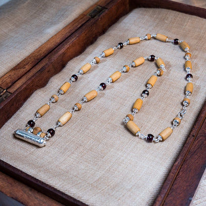 Janaki Silver Tulsi Mala - Garnet for Creativity and Courage