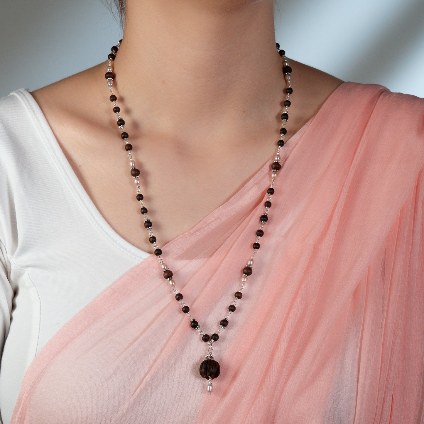 Chandrika Silver Tulsi Mala - A Dance Of Grace