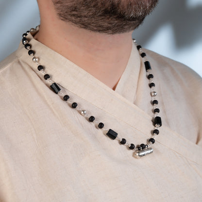 Rajarshi Silver Tulsi Mala - Narasimha Kavacha and Black Tourmaline