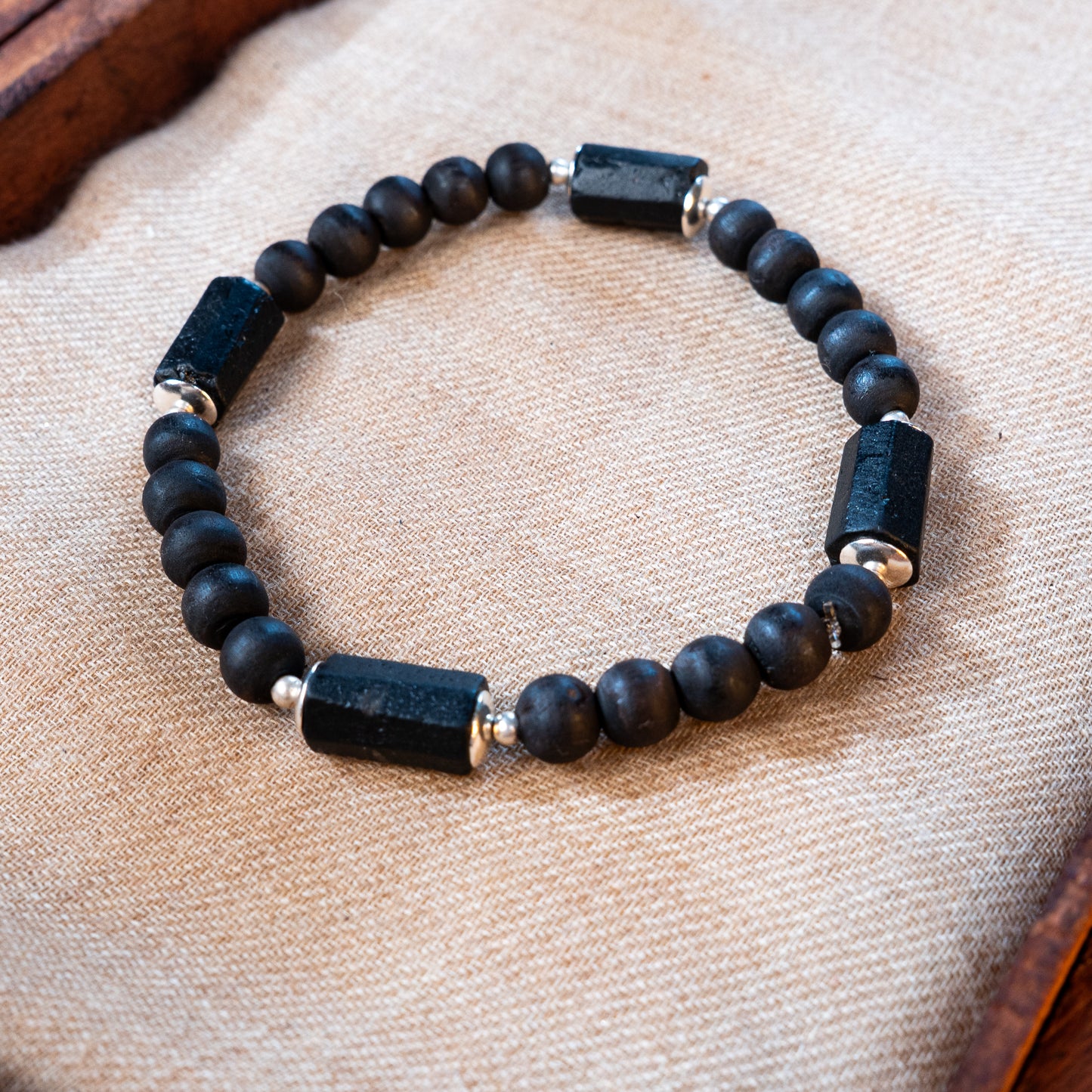 Rajarshi Silver Tulsi Mala - Narasimha Kavacha and Black Tourmaline