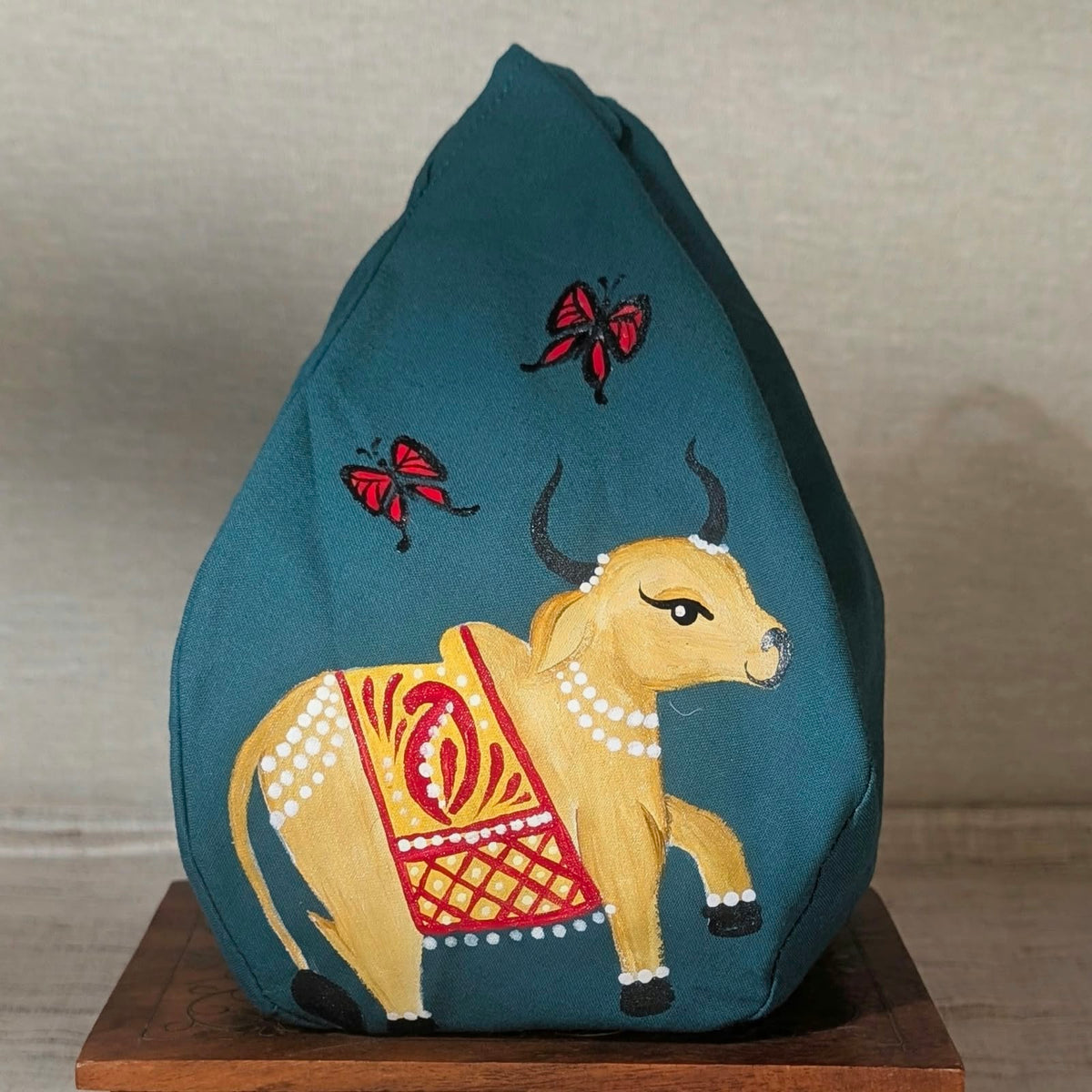 Hand-painted Beadbag - Cow with butterfly