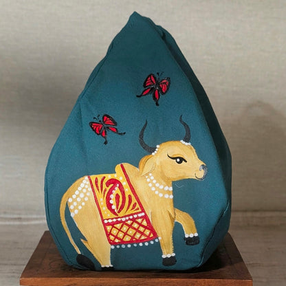 Hand-painted Beadbag - Cow with butterfly