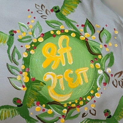 Hand-painted Beadbag - Sri Krishna and parrots