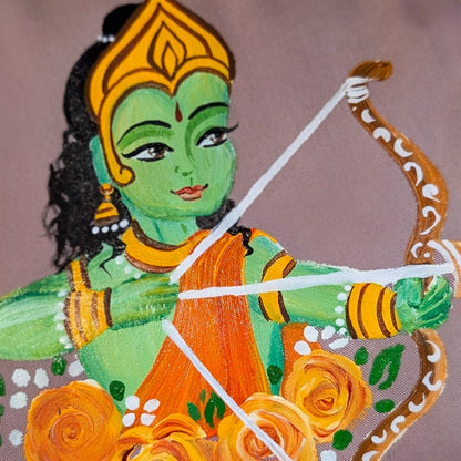 Hand-painted Beadbag - Sri Ram and roses