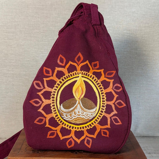 Hand-painted Beadbag - Lamp on Red Beadbag