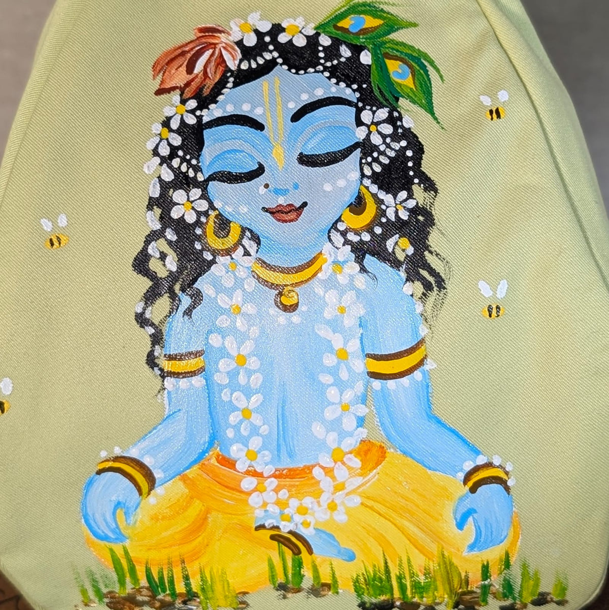 Hand-painted Beadbag - Sri Krishna