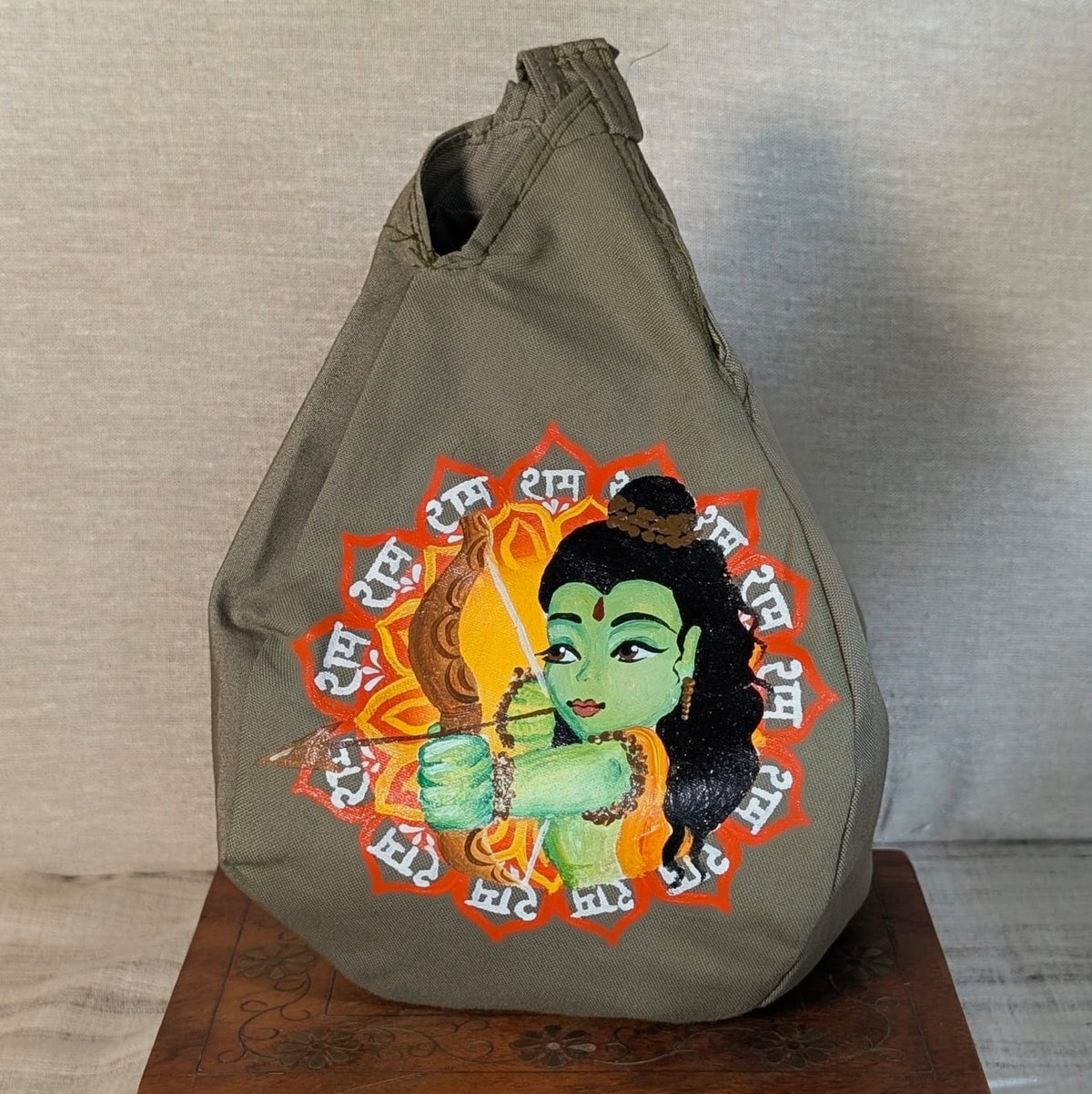 Hand-painted Beadbag - Ram Ram Ram