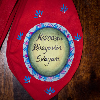 Handpainted Beadbag - Krsnastu Bhagavan Svayam Red