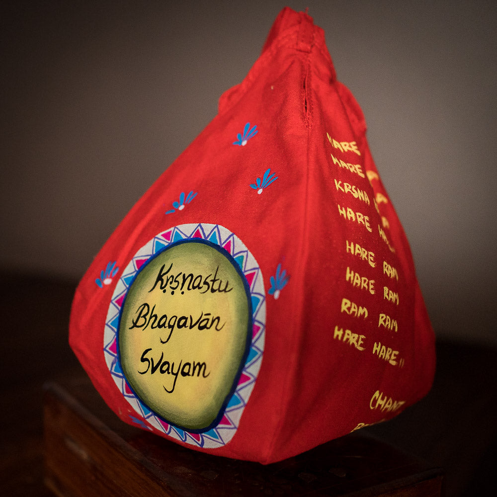 Handpainted Beadbag - Krsnastu Bhagavan Svayam Red