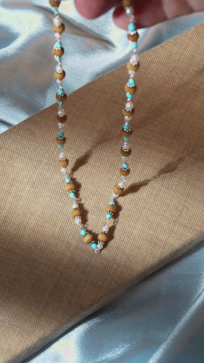 Devi Silver Tulsi Mala | Turquoise & Pearl