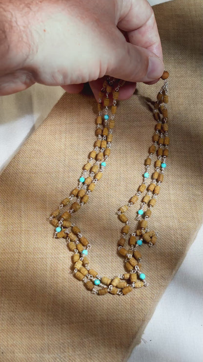 Radhe Radhe Kanti - Silver Tulsi Mala - Gentle Turquoise
