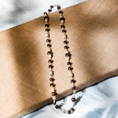 Sudevi Silver Tulsi Mala Elegance and Confidence