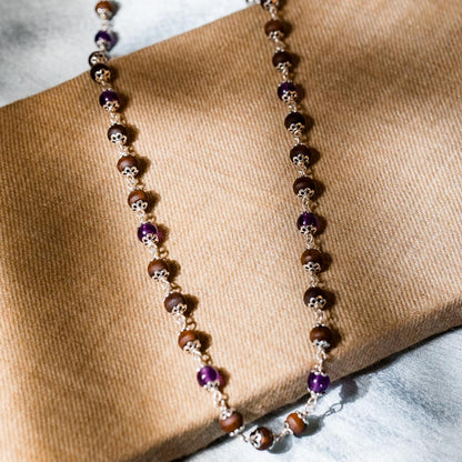 Yamuna Kanti - Silver Tulsi Mala with Amethyst Stones