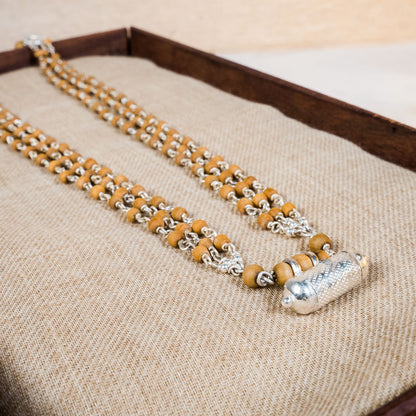 Sita Mala - Guardian and Protection 3line Silver Tulsi with Narasimha Kavacha