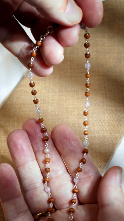 Eka Kanti Rose Quartz - Silver Tulsi Mala