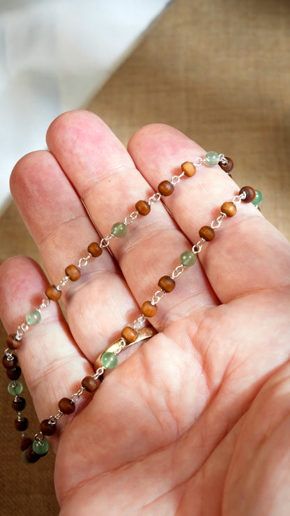 Eka Kanti Green Aventurine - Silver Tulsi Mala