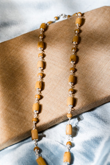 Gauranga Silver Tulsi Mala - Capped Golden Tulsi