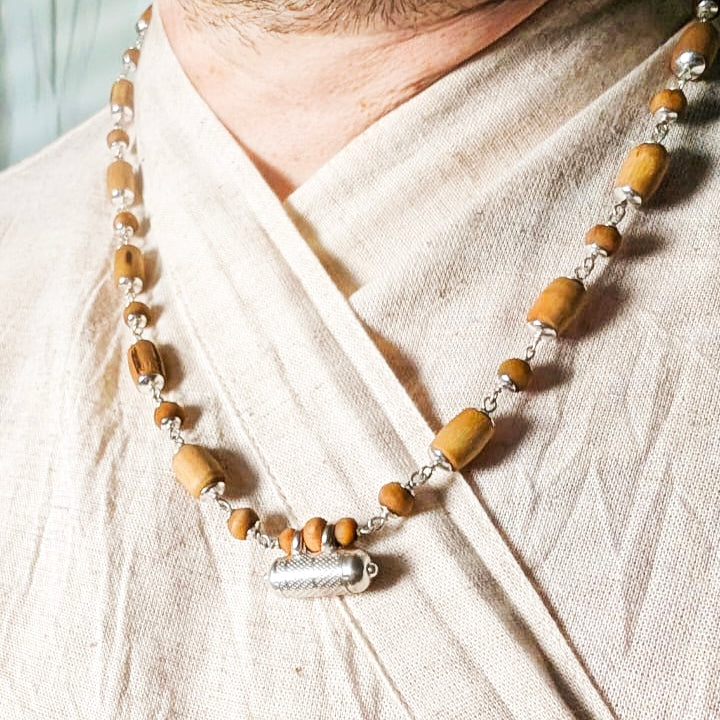 Gauranga Silver Tulsi Mala - Capped Golden Tulsi