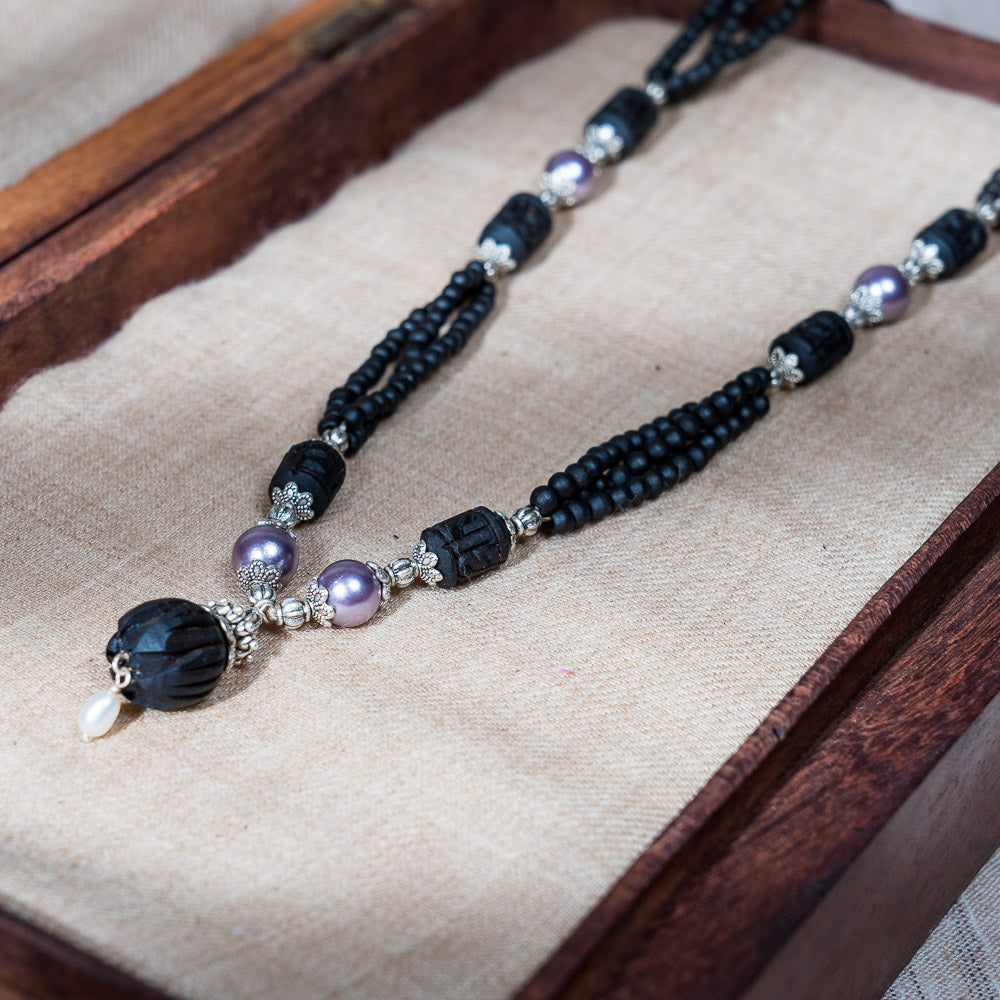 Tulsi Kunti Mala Black Purple Stone  #71