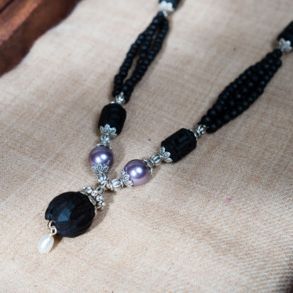 Tulsi Kunti Mala Black Purple Stone  #71