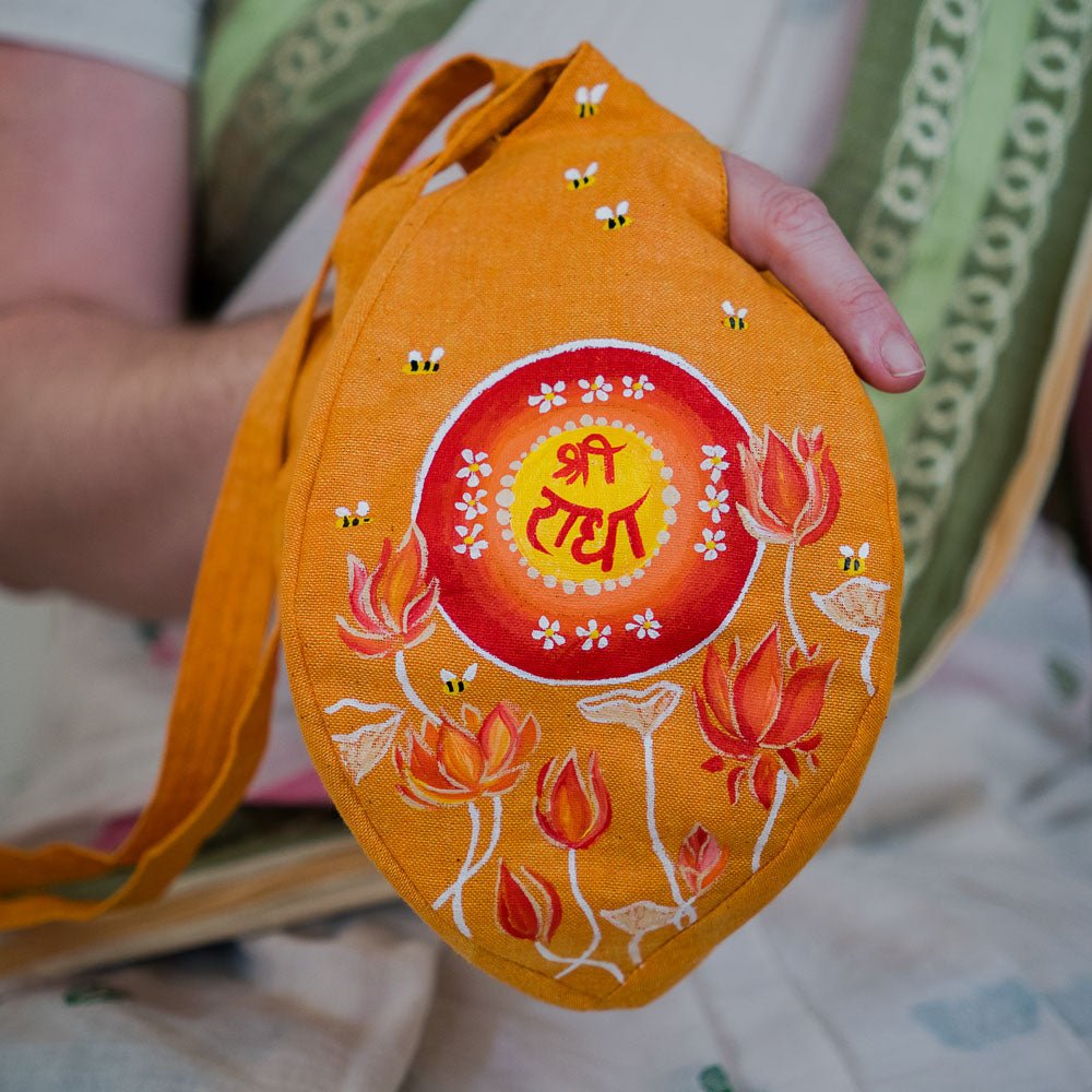 Handpainted Beadbag - Sri Radha Orange - I Love Mayapur