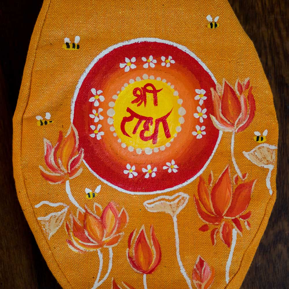 Handpainted Beadbag - Sri Radha Orange - I Love Mayapur