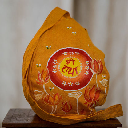 Handpainted Beadbag - Sri Radha Orange - I Love Mayapur