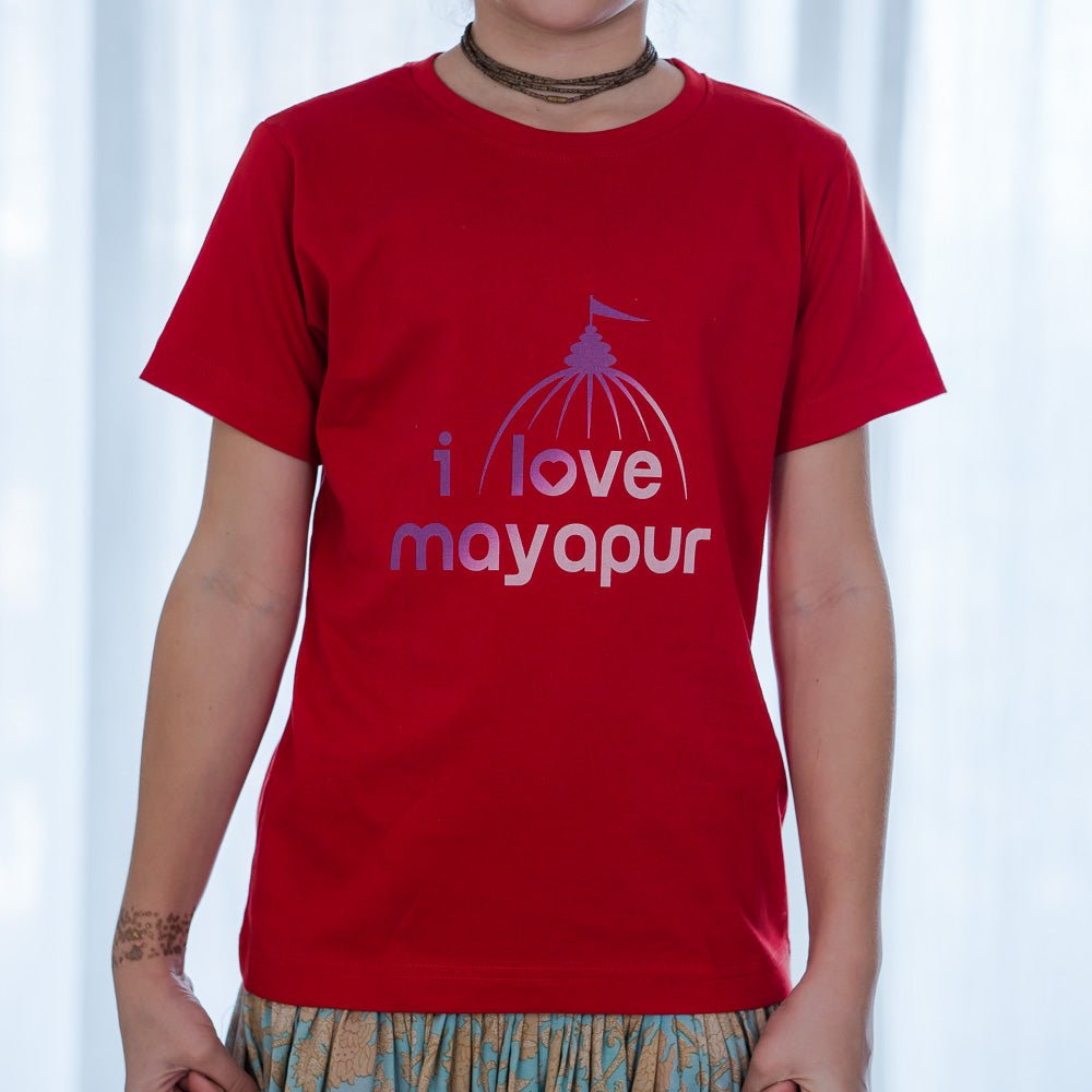 Kids T-shirt Purple - Rose - I Love Mayapur