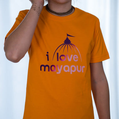 Kids T-shirt Purple - Rose - I Love Mayapur